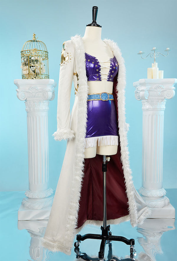 OP Robin Cosplay Costume Bra and Miniskirt with Long Coat and Hat