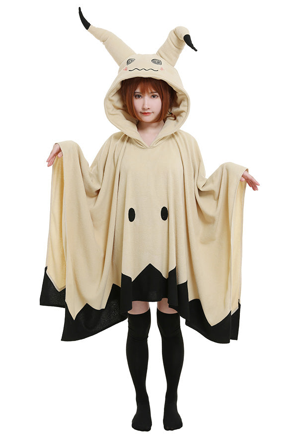 Mimiku Pikaqu Cosplay Costume Cute Hooded Blanket Embroidered Hoodie Pullover Women Long Sleeve Home Wear Cape Cloak with Ears Gloves