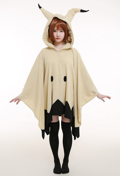 Mimiku Pikaqu Cosplay Costume Cute Hooded Blanket Embroidered Hoodie Pullover Women Long Sleeve Home Wear Cape Cloak with Ears Gloves