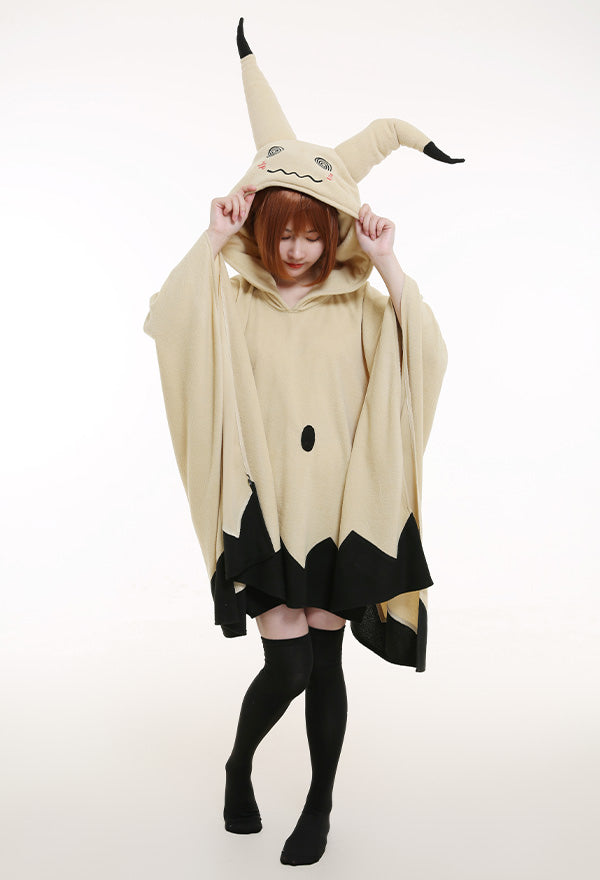 Mimiku Pikaqu Cosplay Costume Cute Hooded Blanket Embroidered Hoodie Pullover Women Long Sleeve Home Wear Cape Cloak with Ears Gloves