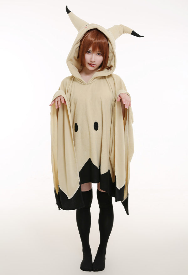 Mimiku Pikaqu Cosplay Costume Cute Hooded Blanket Embroidered Hoodie Pullover Women Long Sleeve Home Wear Cape Cloak with Ears Gloves