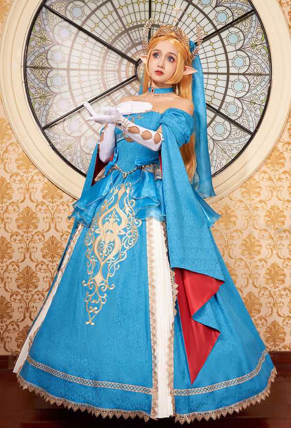 The Legend of Zelda: Breath of the Wild Princess Zelda Wedding Style Cosplay Costume Top and Skirt with Veil