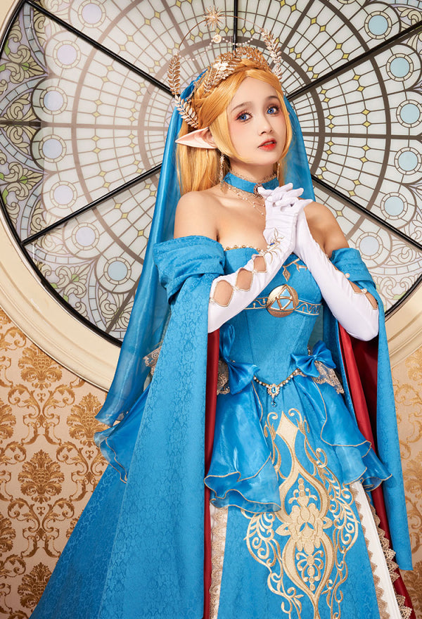 The Legend of Zelda: Breath of the Wild Princess Zelda Wedding Style Cosplay Costume Top and Skirt with Veil