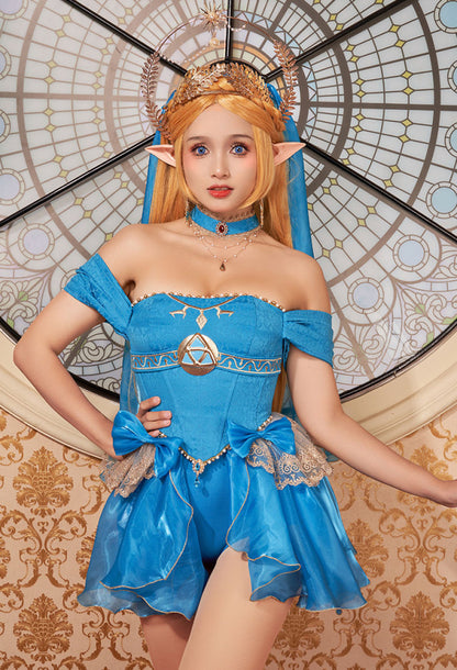 The Legend of Zelda: Breath of the Wild Princess Zelda Wedding Style Cosplay Costume Top and Skirt with Veil