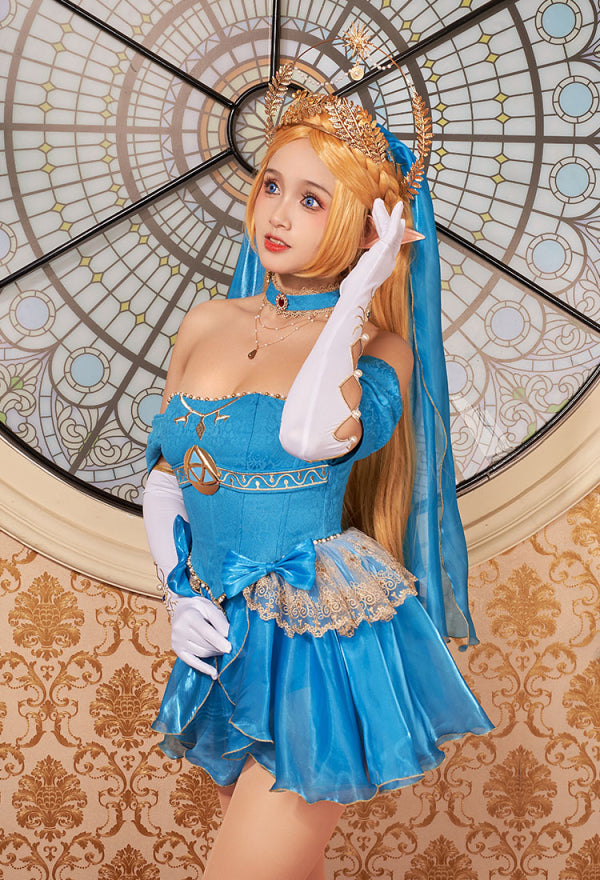 The Legend of Zelda: Breath of the Wild Princess Zelda Wedding Style Cosplay Costume Top and Skirt with Veil