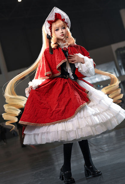 Rozen Maiden Shinku Cosplay Costume Dress and Cloak with Vest and Hat