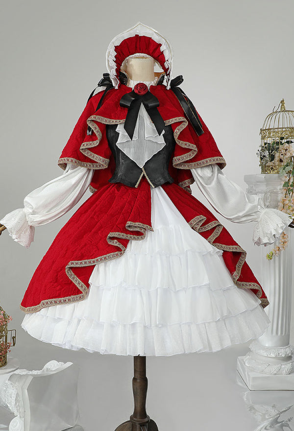 Rozen Maiden Shinku Cosplay Costume Dress and Cloak with Vest and Hat