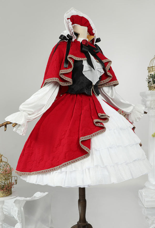 Rozen Maiden Shinku Cosplay Costume Dress and Cloak with Vest and Hat