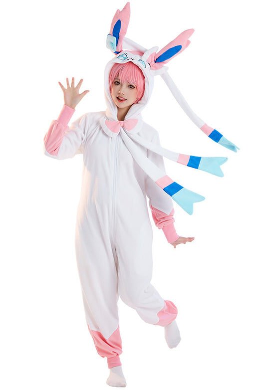 Women Onesie Pajama Sylveon Derivative Loungewear Adult Hooded Homewear Kigurumi Sleepwear