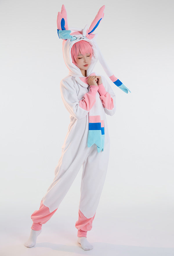 Women Onesie Pajama Sylveon Derivative Loungewear Adult Hooded Homewear Kigurumi Sleepwear