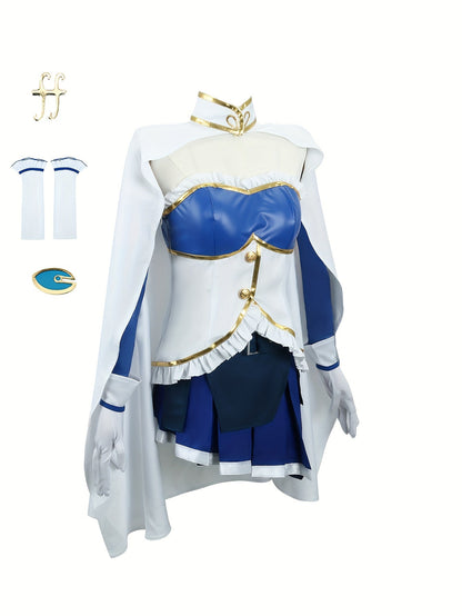 Anime - Inspired Cosplay Costume, Blue And White Dress With Full Set Accessories, Sexy Style, Perfect For Party Dress - Up Events, Women's Clothing - 我的商店