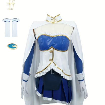 Anime - Inspired Cosplay Costume, Blue And White Dress With Full Set Accessories, Sexy Style, Perfect For Party Dress - Up Events, Women's Clothing - 我的商店