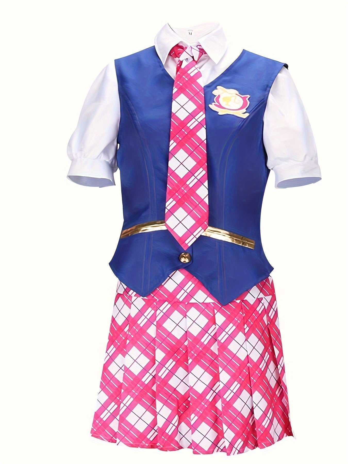 Anime Princess Schoolgirl Cosplay Costume, Cute JK Uniform With Vest & Plaid Skirt, Halloween Outfit Set, Women's Clothing - 我的商店