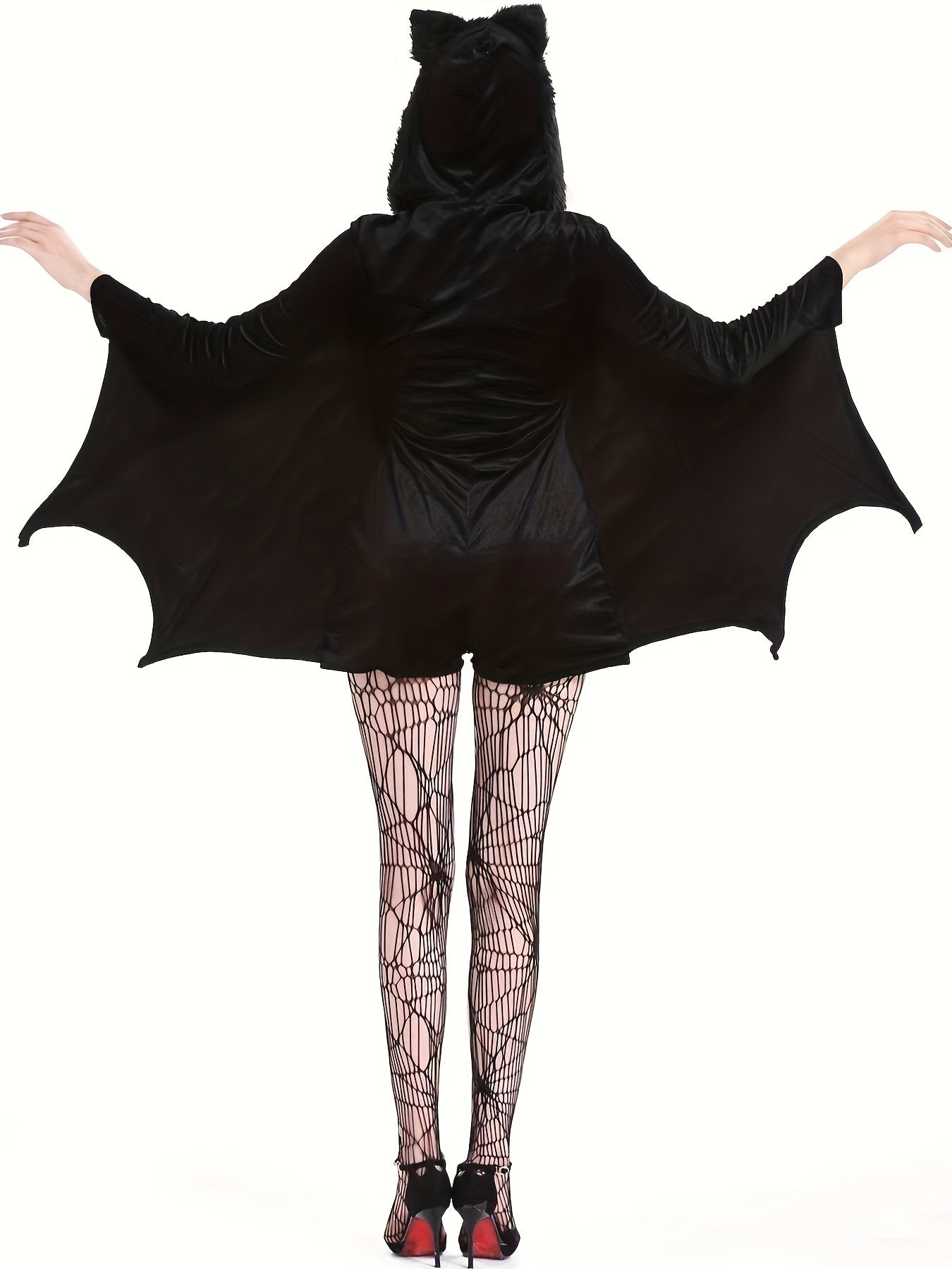 Charming Batwoman Costume for Women - Halloween Cosplay with Hood, Zip - Up Design, and Wings - Cute Polyester & Spandex Blend, Machine Washable - 我的商店