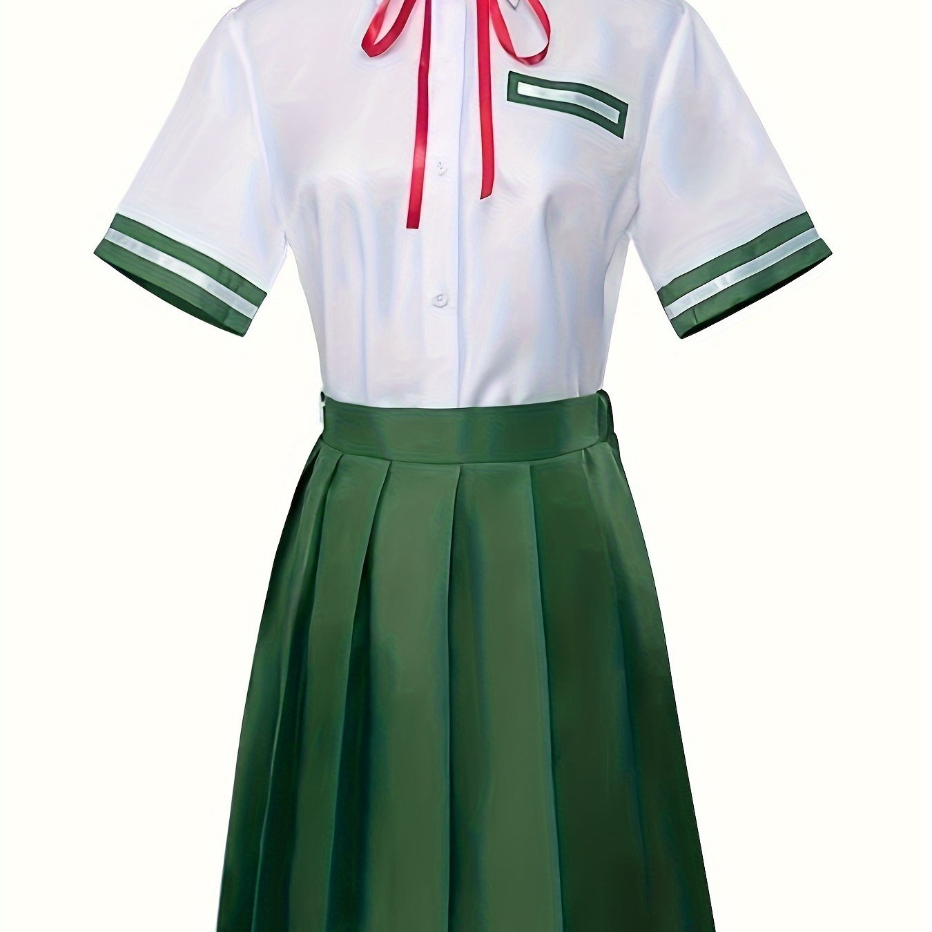 Chic Anime - Inspired Cosplay Dress - Polyester, Short Sleeve, Collared with Tie Detail - Perfect for Spring/Summer Events & Parties - 我的商店