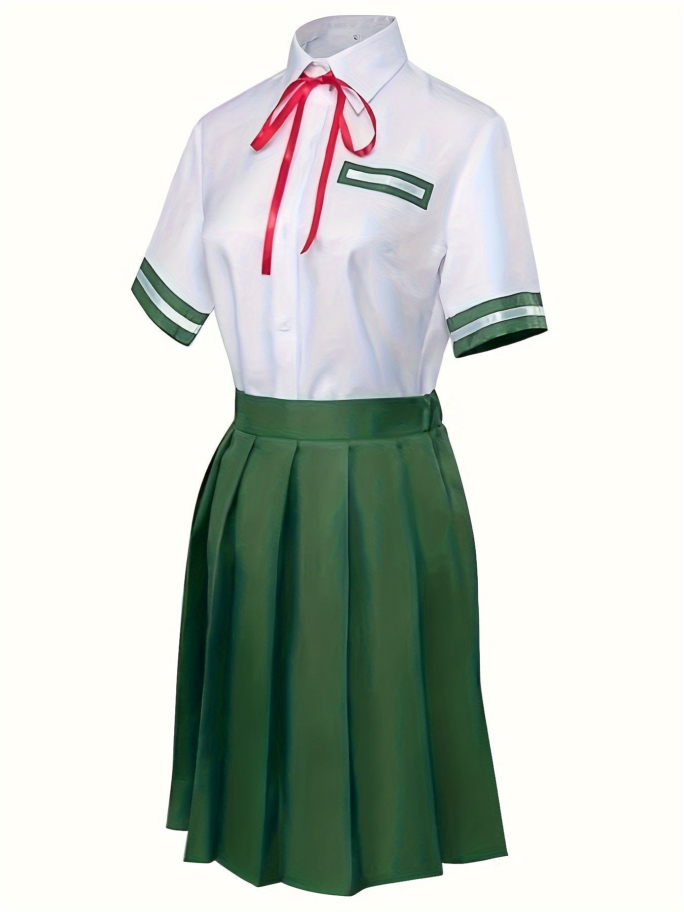 Chic Anime - Inspired Cosplay Dress - Polyester, Short Sleeve, Collared with Tie Detail - Perfect for Spring/Summer Events & Parties - 我的商店