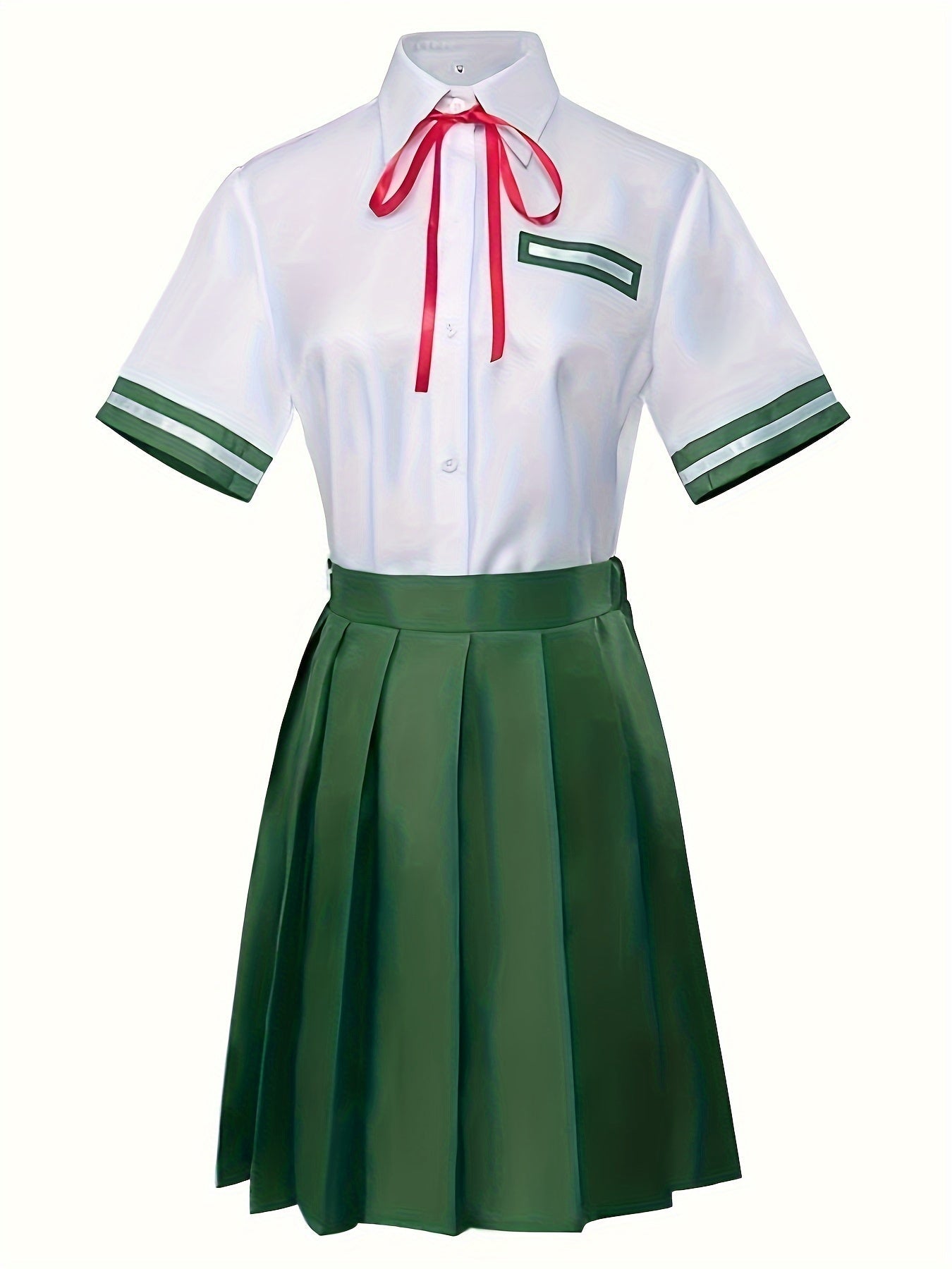 Chic Anime - Inspired Cosplay Dress - Polyester, Short Sleeve, Collared with Tie Detail - Perfect for Spring/Summer Events & Parties - 我的商店