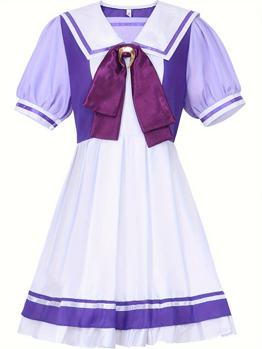 Chic Anime - Inspired JK Uniform Dress with Bow Detail - Perfect for Halloween & Cosplay Parties, Polyester, Non - Sheer - 我的商店