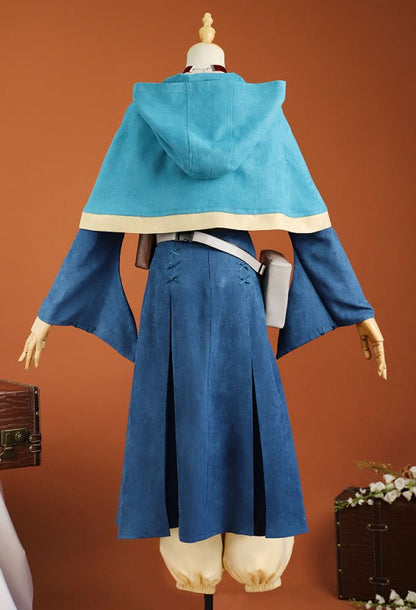 Delicious in Dungeon Marcille Donato Cosplay Costume Blue Dress Shawl with Pants and Bags Premium Ver - 我的商店