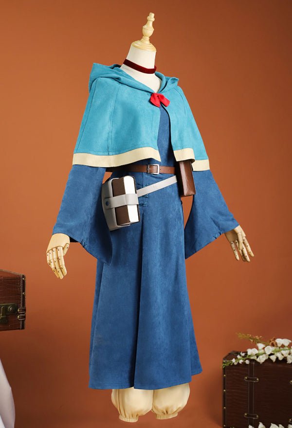 Delicious in Dungeon Marcille Donato Cosplay Costume Blue Dress Shawl with Pants and Bags Premium Ver - 我的商店