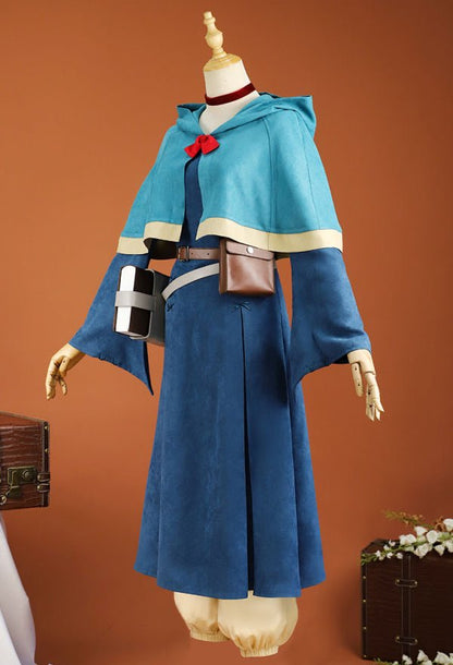 Delicious in Dungeon Marcille Donato Cosplay Costume Blue Dress Shawl with Pants and Bags Premium Ver - 我的商店