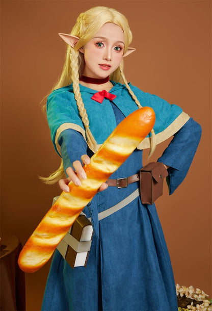 Delicious in Dungeon Marcille Donato Cosplay Costume Blue Dress Shawl with Pants and Bags Premium Ver - 我的商店