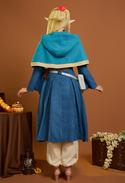 Delicious in Dungeon Marcille Donato Cosplay Costume Blue Dress Shawl with Pants and Bags Premium Ver - 我的商店