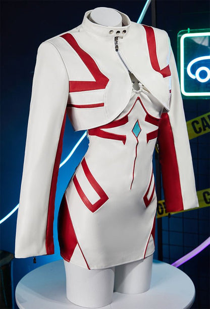 EVA Derivative Casual Outfit White Red Short Dress and Jacket with Mesh Top Set Cosplay Costume - 我的商店