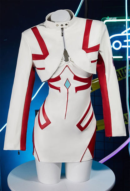 EVA Derivative Casual Outfit White Red Short Dress and Jacket with Mesh Top Set Cosplay Costume - 我的商店