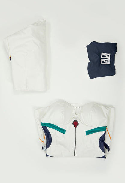 EVA Derivative Casual Outfit White Short Dress and Jacket with Mesh Top Set Cosplay Costume - 我的商店