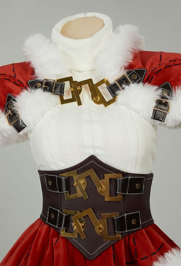 FF Tife Cosplay Costume Christmas Sweater Cape with Red Skirt - 我的商店