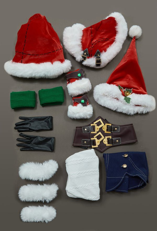 FF Tife Cosplay Costume Christmas Sweater Cape with Red Skirt - 我的商店