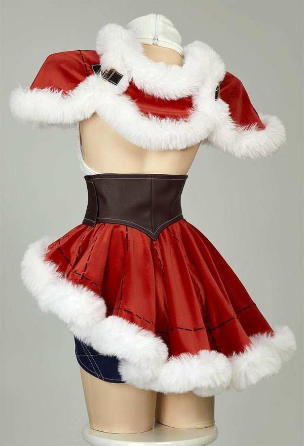 FF Tife Cosplay Costume Christmas Sweater Cape with Red Skirt - 我的商店