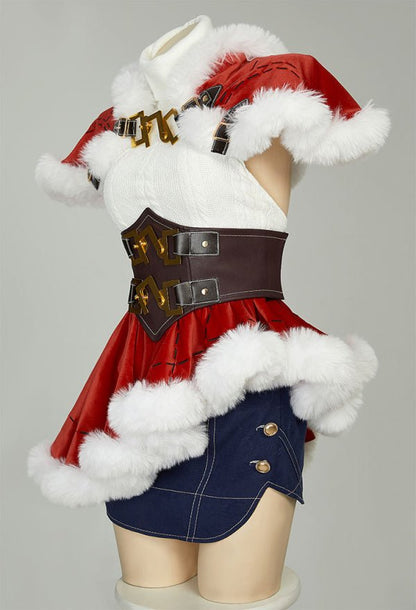 FF Tife Cosplay Costume Christmas Sweater Cape with Red Skirt - 我的商店